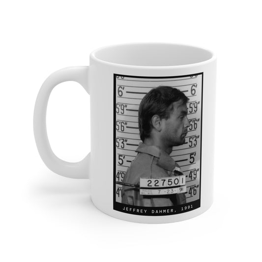 Taza con foto policial de Jeffrey Dahmer, asesino en serie, 1991