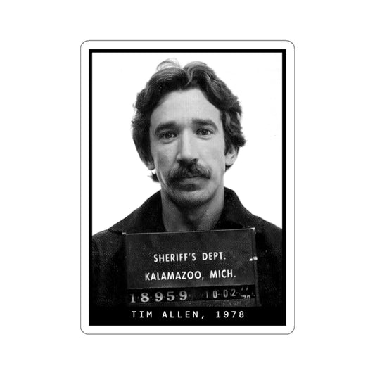 Pegatina de foto policial del actor Tim Allen, 1978