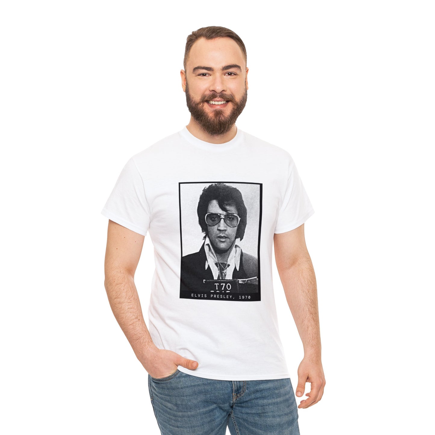 Camiseta con foto policial del cantante Elvis Presley, 1970