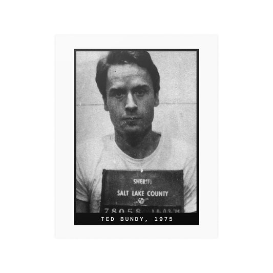 Póster de la foto policial del asesino en serie Ted Bundy, 1975