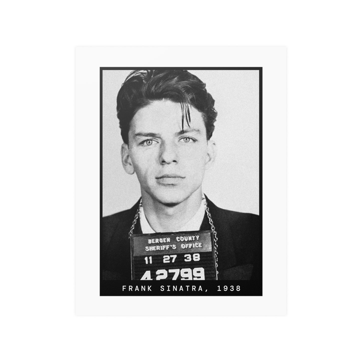 Póster de la foto policial del cantante Frank Sinatra, 1938