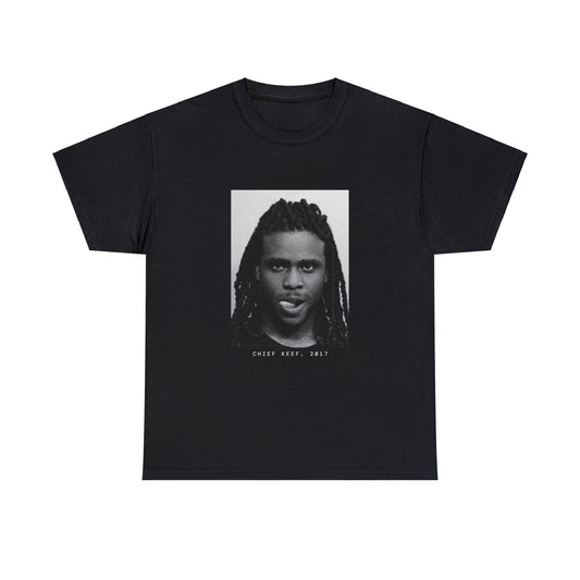 Camiseta con foto policial del rapero Chief Keef, 2017