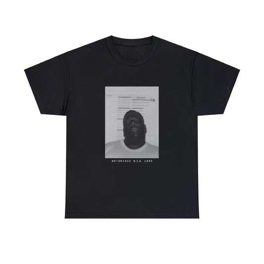 Camiseta con foto policial del rapero Notorious BIG de 1995