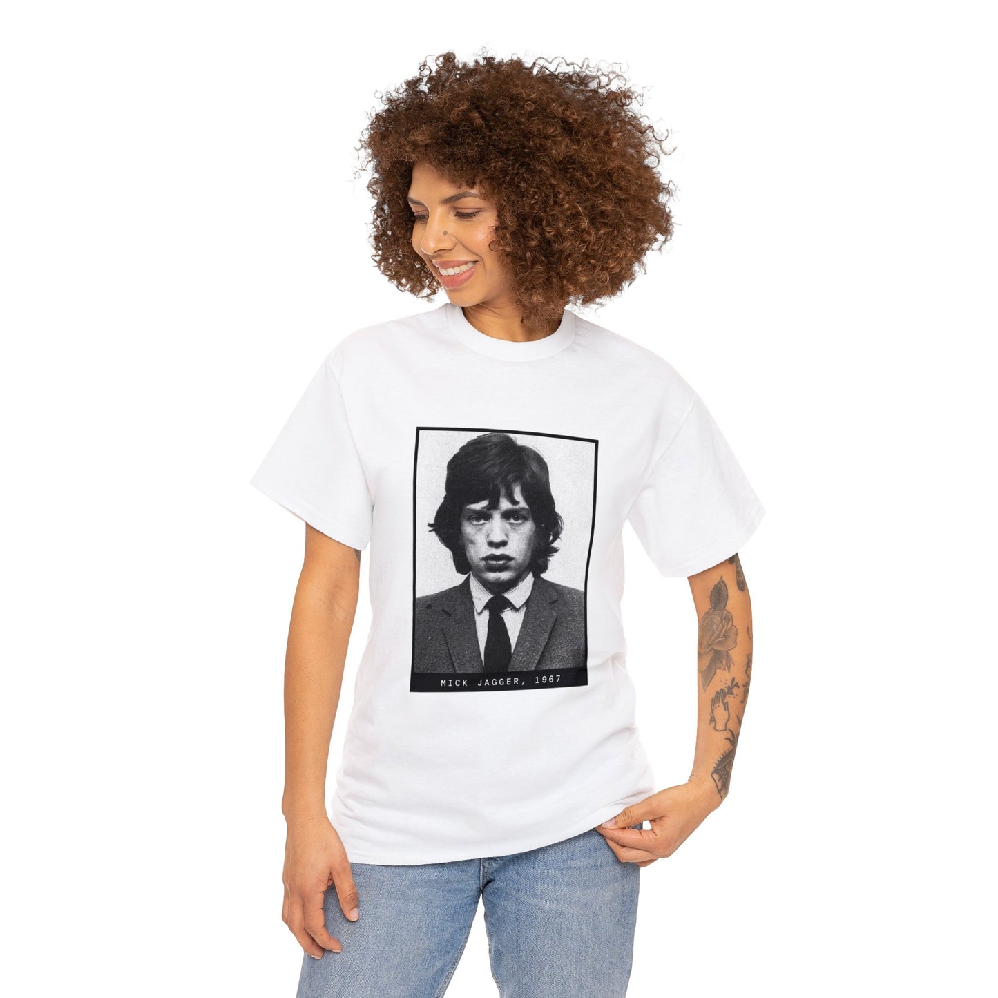 Camiseta con foto policial de Mick Jagger, 1967