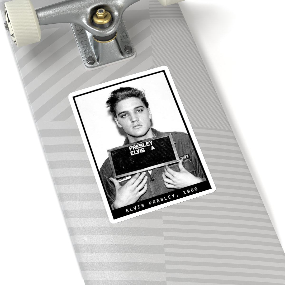 Pegatina con foto policial del cantante Elvis Presley, 1960