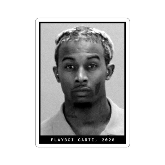 Pegatina de foto policial del rapero Playboi Carti de 2020