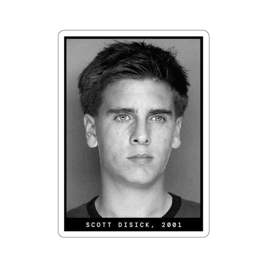 Pegatina de foto policial de celebridad de Scott Disick, 2001