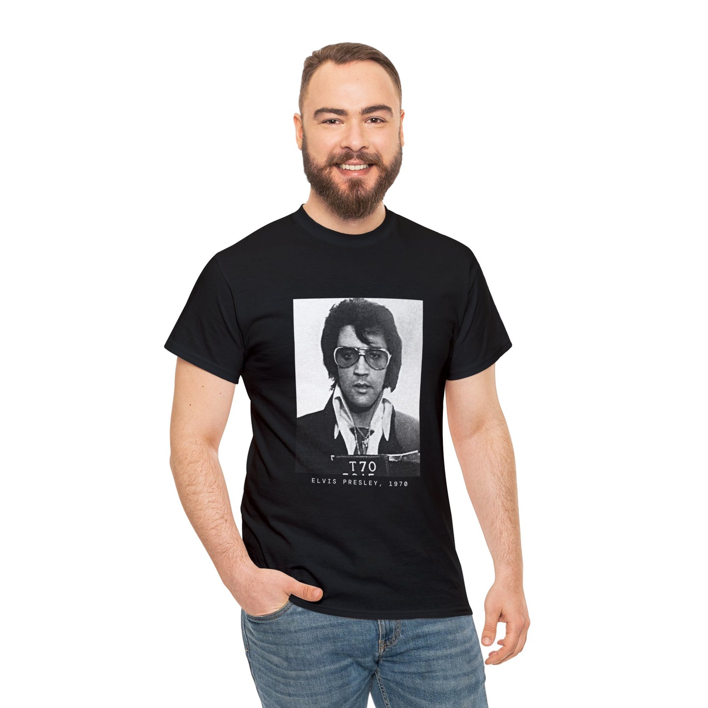 Camiseta con foto policial del cantante Elvis Presley, 1970