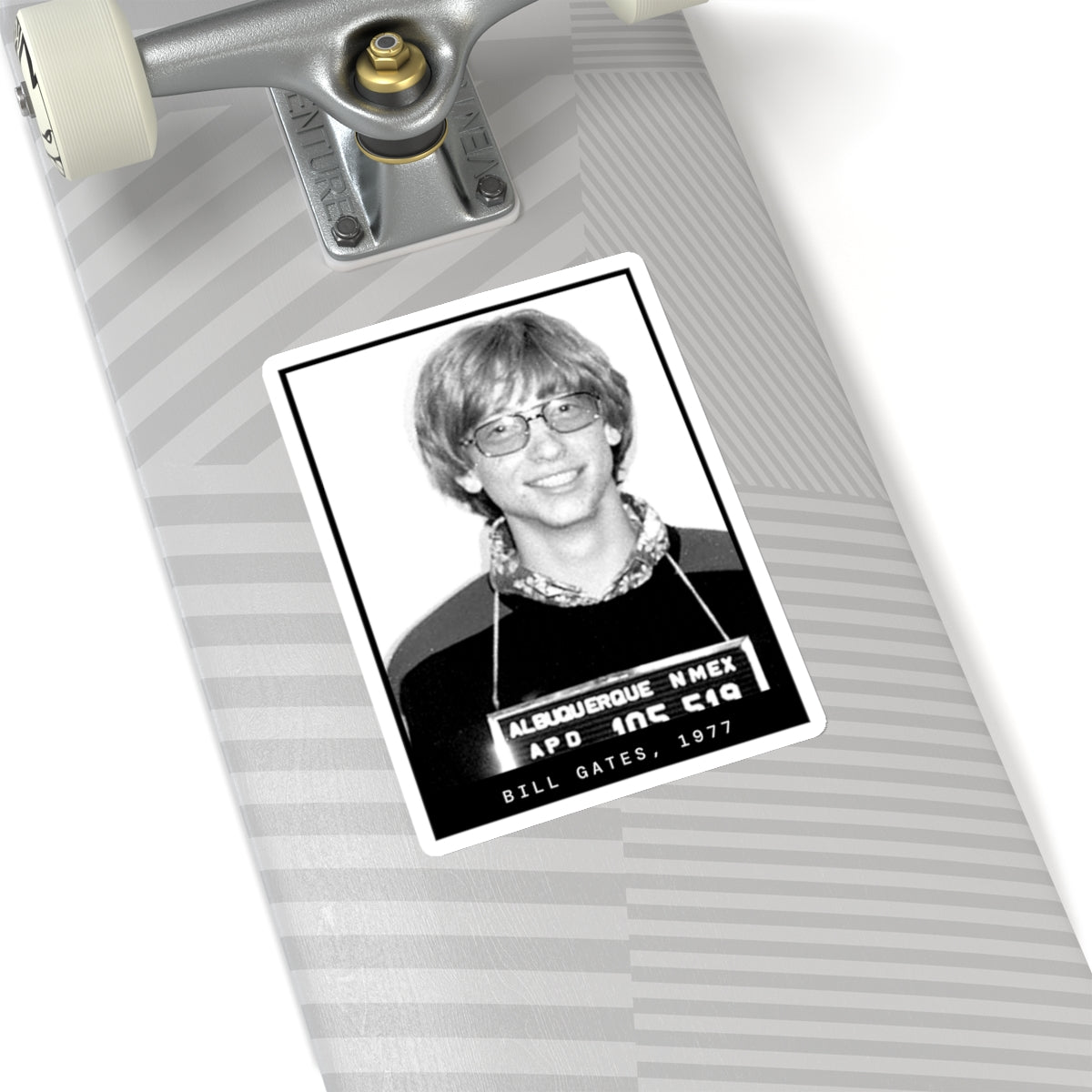 Pegatina con foto policial de Bill Gates, millonario, 1977