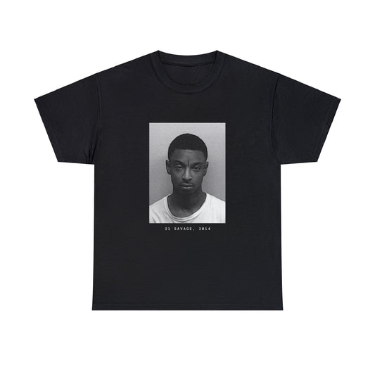 21 Savage, camiseta con foto policial del rapero de 2014