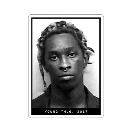 Pegatina de foto policial del rapero Young Thug de 2017