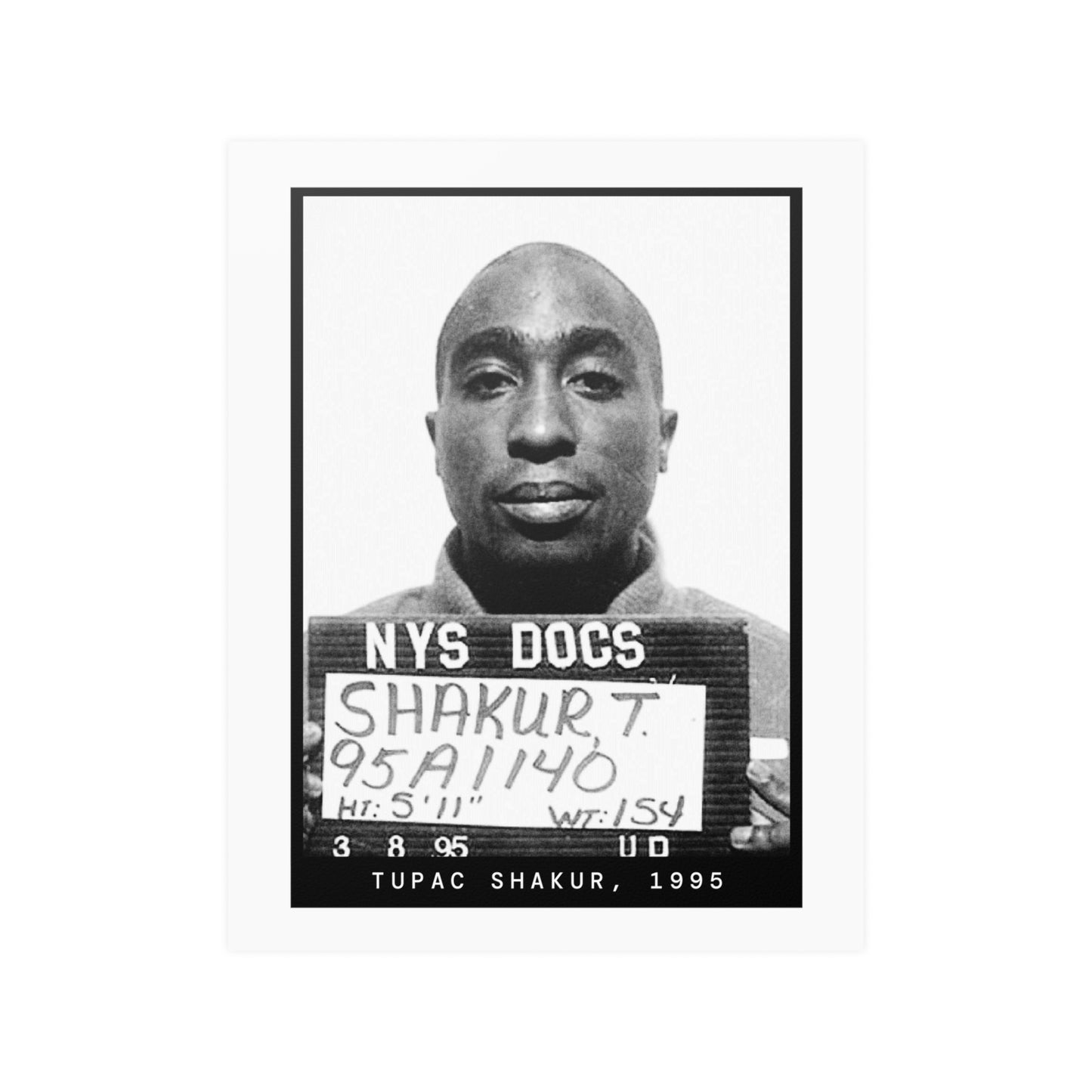 Póster de la foto policial del rapero Tupac Shakur, 1995