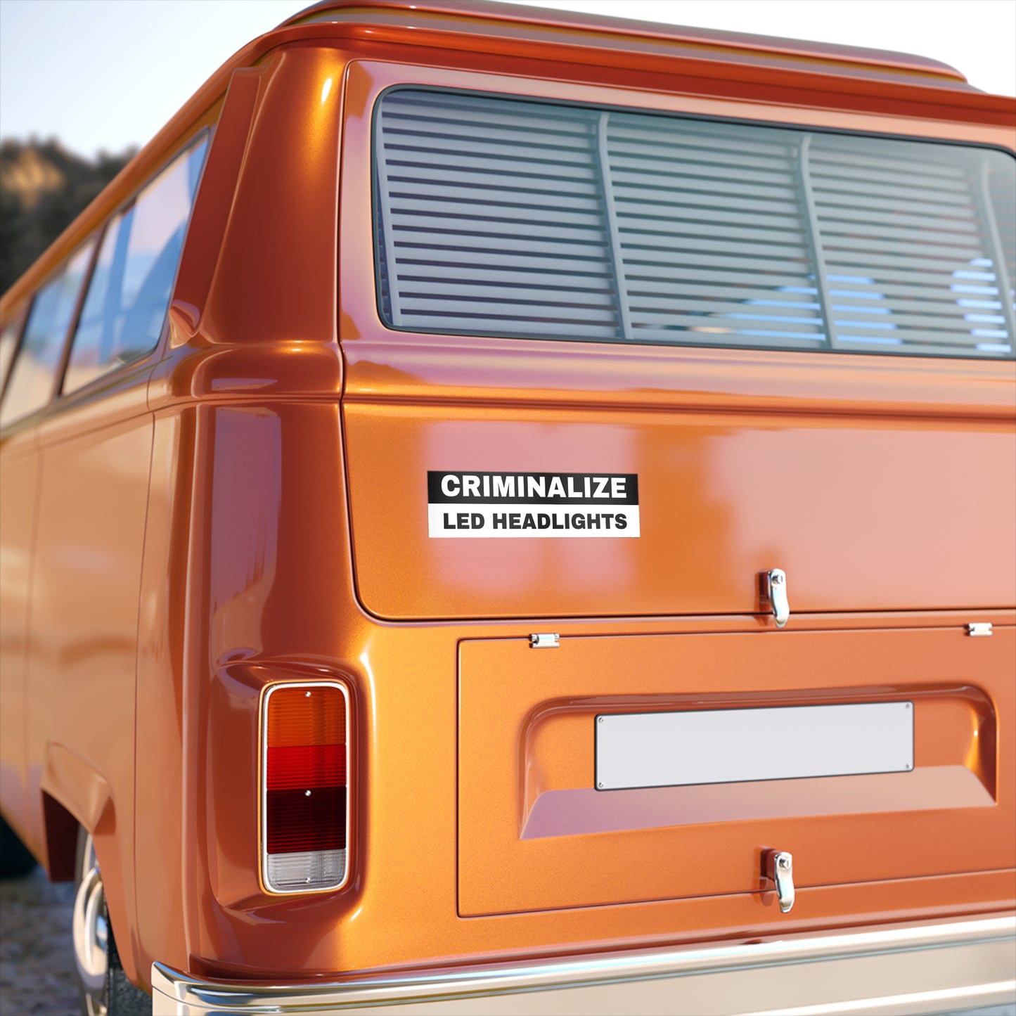 Criminalize LED Headlights Sticker Decal | Easy Peel & Stick | Funny Meme Bumper Sticker