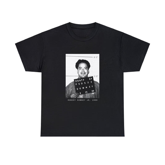 Camiseta con foto policial del actor Robert Downey Jr. de 1999