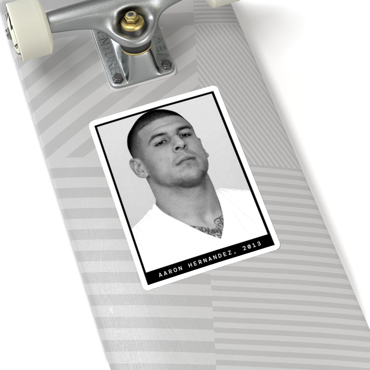 Pegatina de foto policial de Aaron Hernández, 2013