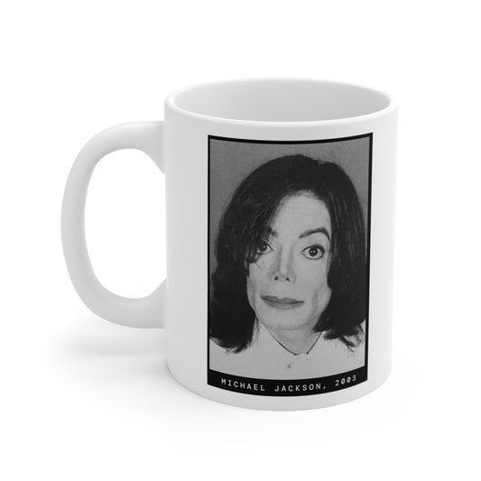 Taza con foto policial del cantante Michael Jackson, 2003