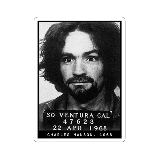 Pegatina de la foto policial del lÃder de culto de 1968, Charles Manson