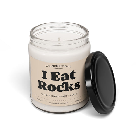 I Eat Rocks Scented Candle - Funny Gag Gift Candle by Nonsense Scents