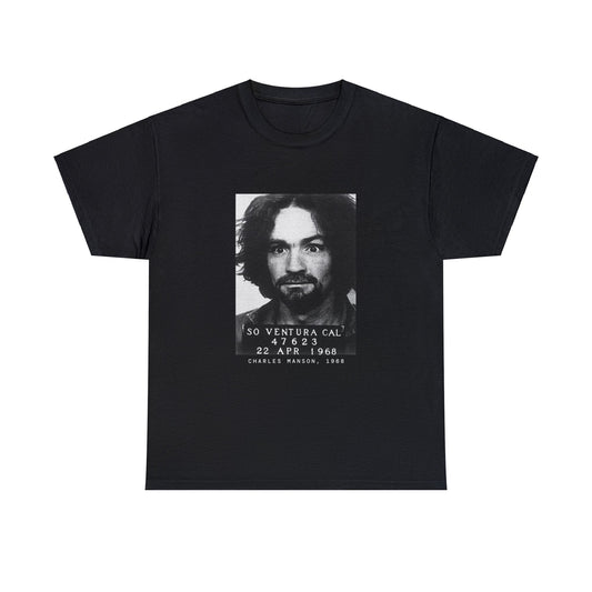 Camiseta con foto policial de Charles Manson, líder de culto de 1968