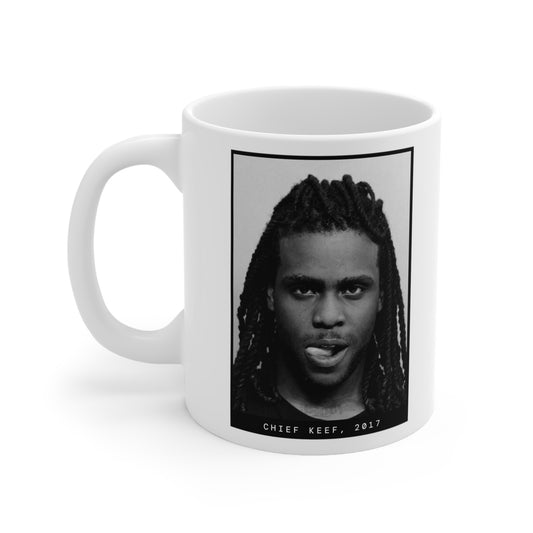 Taza con foto policial del rapero Chief Keef, 2017