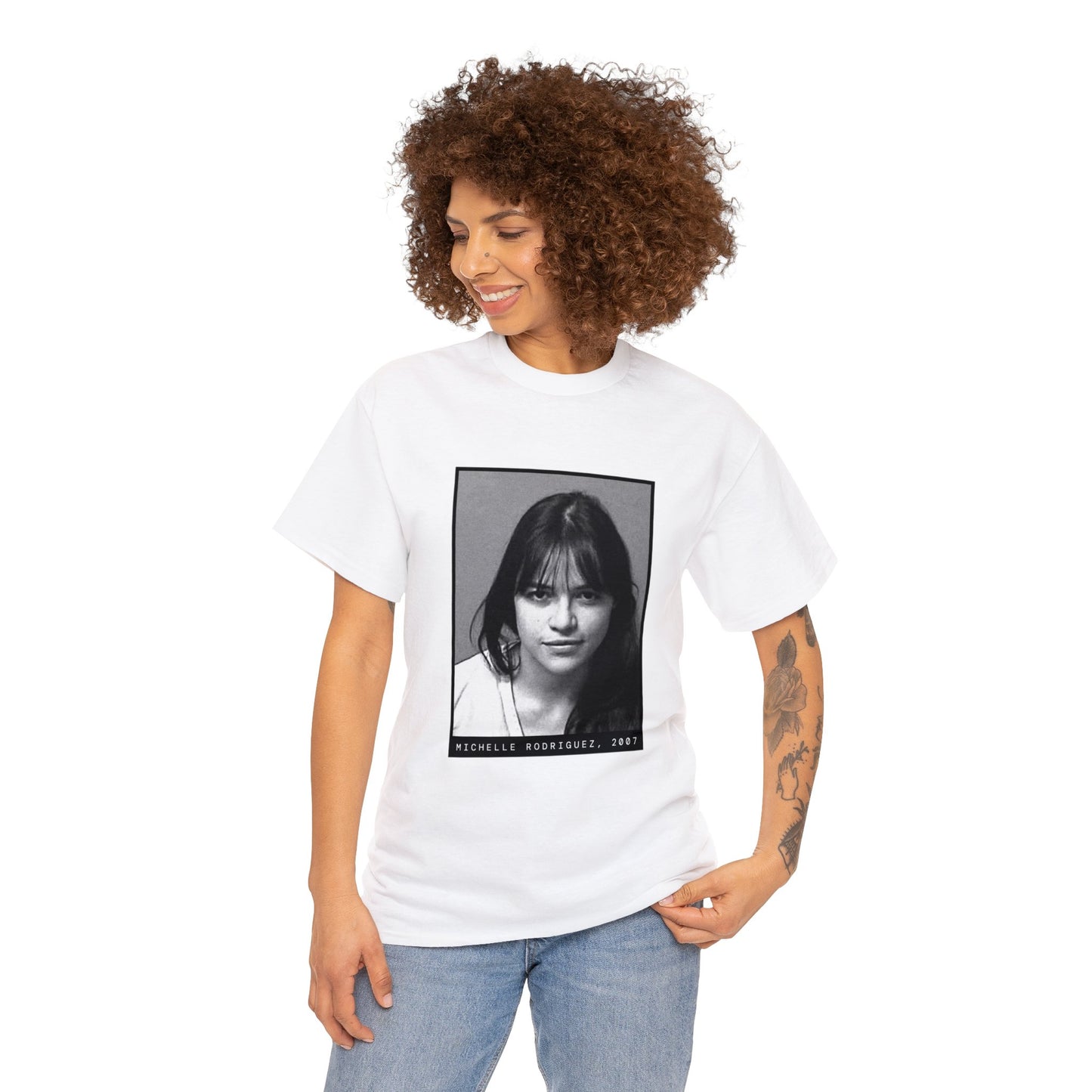 Camiseta con foto policial de la actriz Michelle Rodríguez, 2007