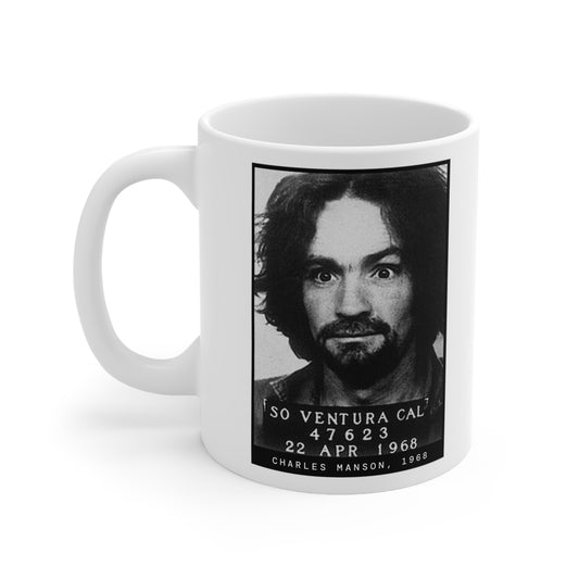 Taza con foto policial del lÃder de culto de 1968, Charles Manson