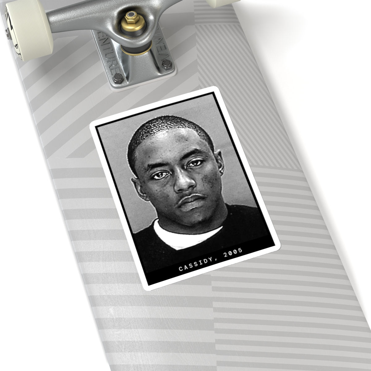 Pegatina de foto policial del rapero Cassidy, 2005