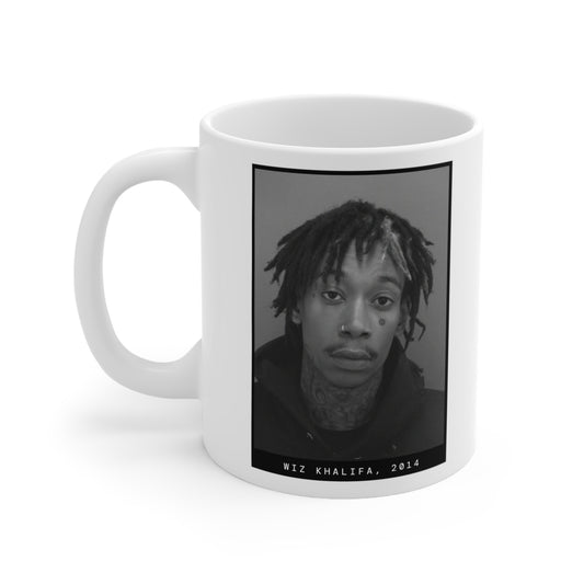 Taza con foto policial del rapero Wiz Khalifa de 2014