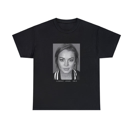 Camiseta con foto policial de Lindsay Lohan, actriz de 2013