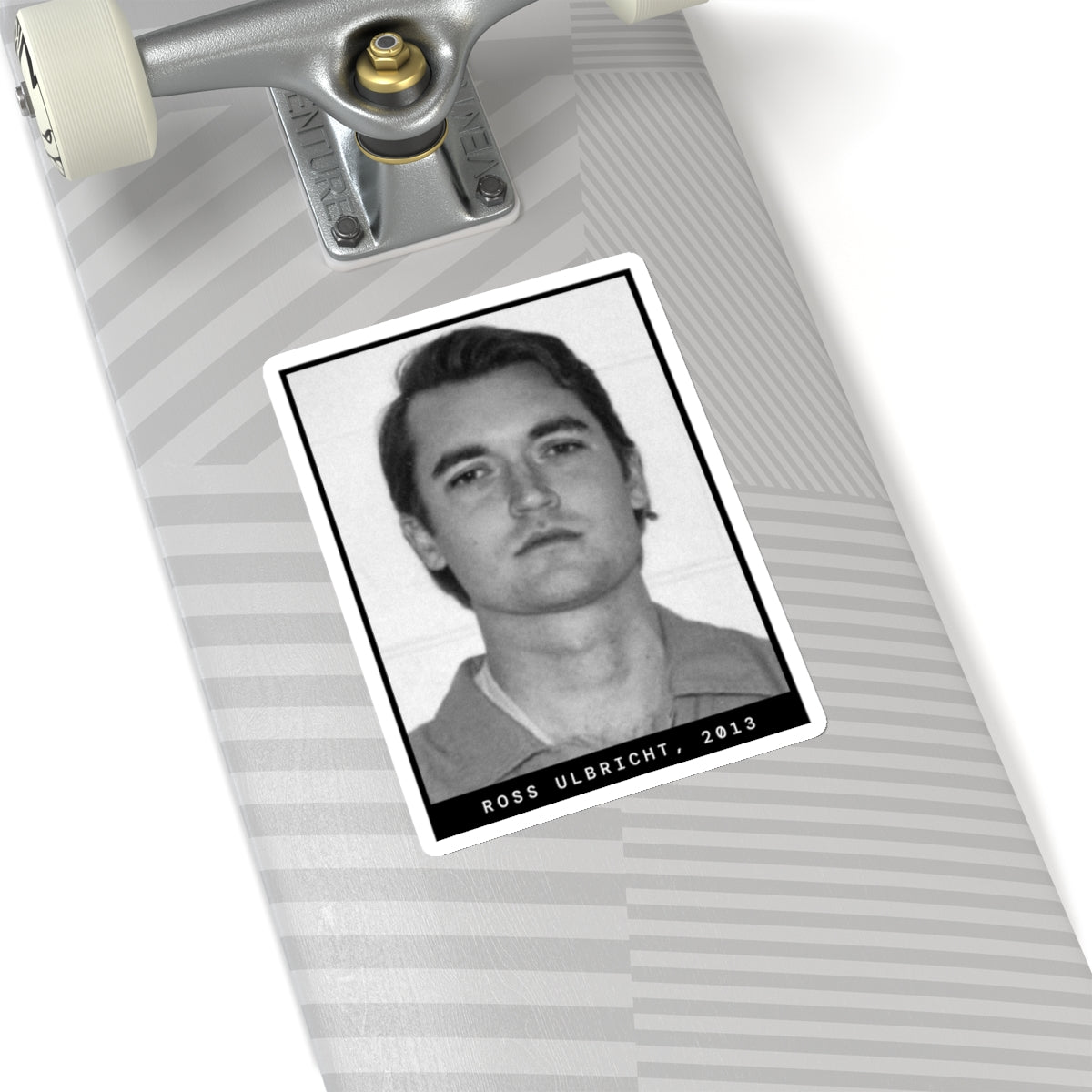 Pegatina de foto policial de Ross Ulbricht, Silkroad, 2013