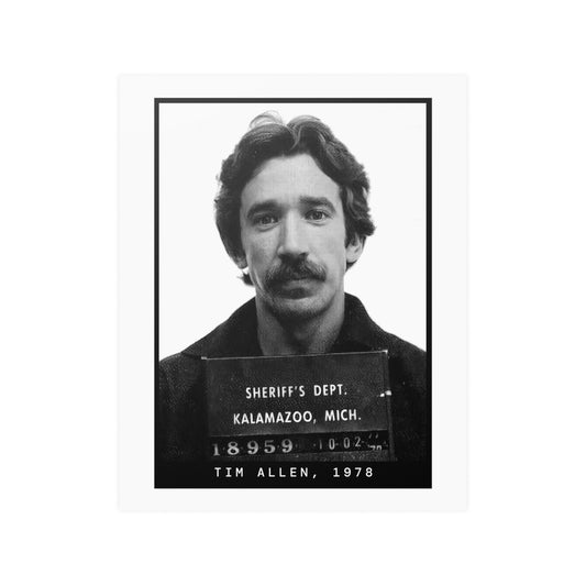 Póster de la foto policial del actor Tim Allen, 1978