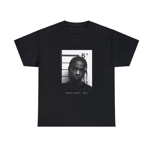 Camiseta con foto policial del rapero Travis Scott, 2017