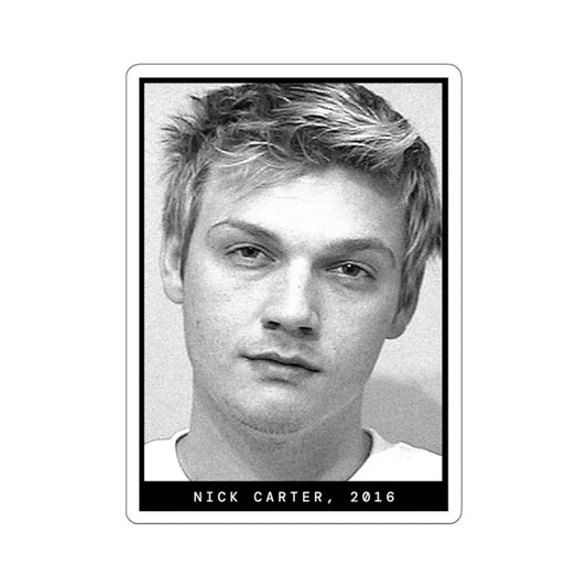 Pegatina de foto policial del cantante Nick Carter de 2016