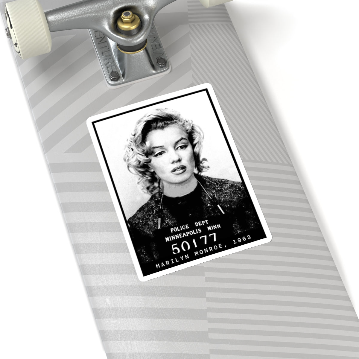 Pegatina de foto policial de la actriz Marilyn Monroe, 1963