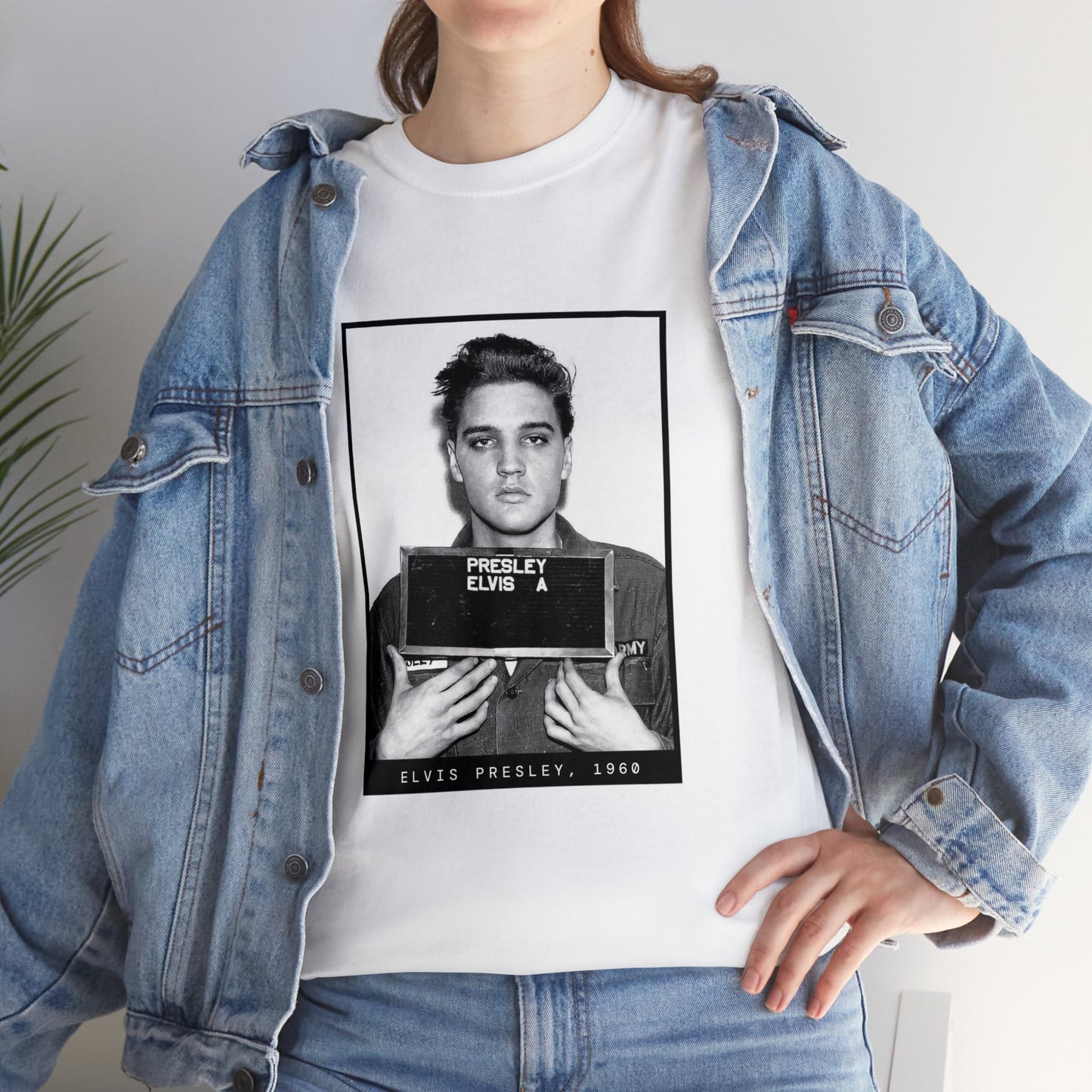 Camiseta con foto policial del cantante Elvis Presley, 1960