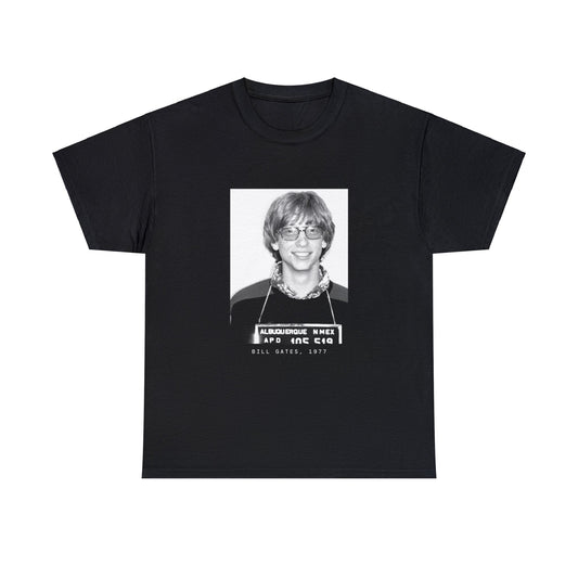 Camiseta con foto policial de Bill Gates, millonario, 1977