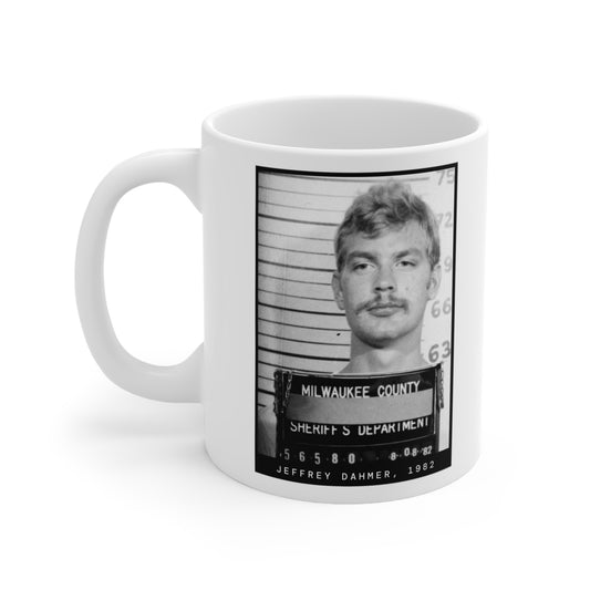 Taza con foto policial de Jeffrey Dahmer, asesino en serie, 1982