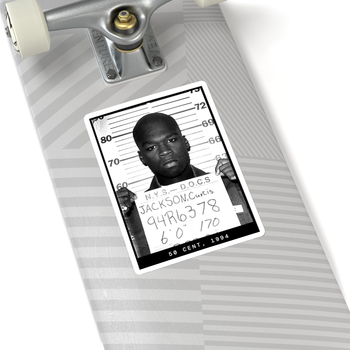 Pegatina de foto policial del rapero 50 Cent, 1994