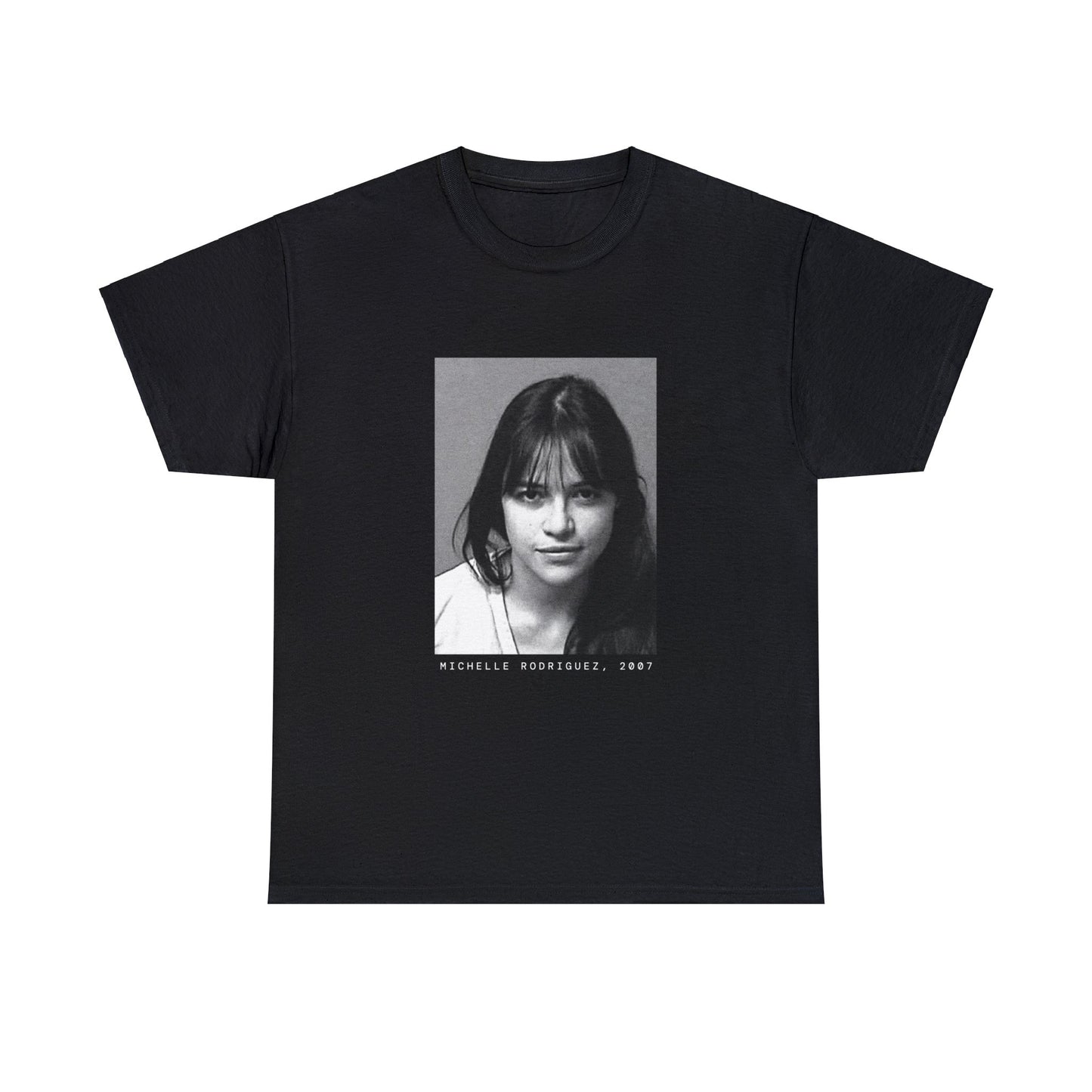 Camiseta con foto policial de la actriz Michelle Rodríguez, 2007