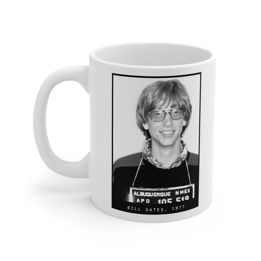 Taza con foto policial de Bill Gates, millonario, 1977