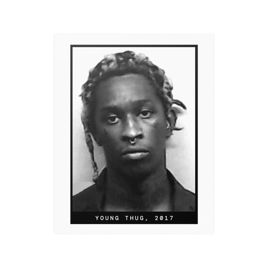 Póster de ficha policial del rapero Young Thug, 2017