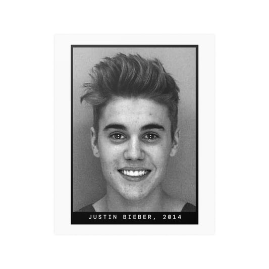 Póster de la foto policial del cantante Justin Bieber de 2014