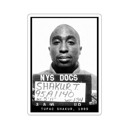 Tupac Shakur, 1995 Rapper Mugshot Sticker